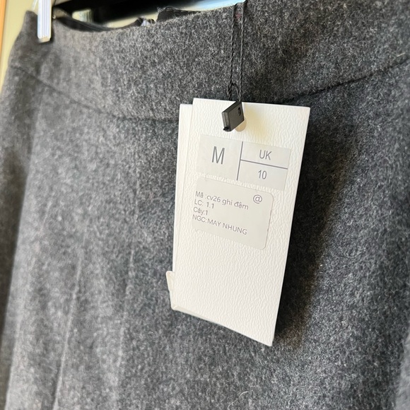 NWT🔖Lobbster Vietnamese Designer Brand Grey Draped Midi Skirt Wool A-line - Picture 2 of 12